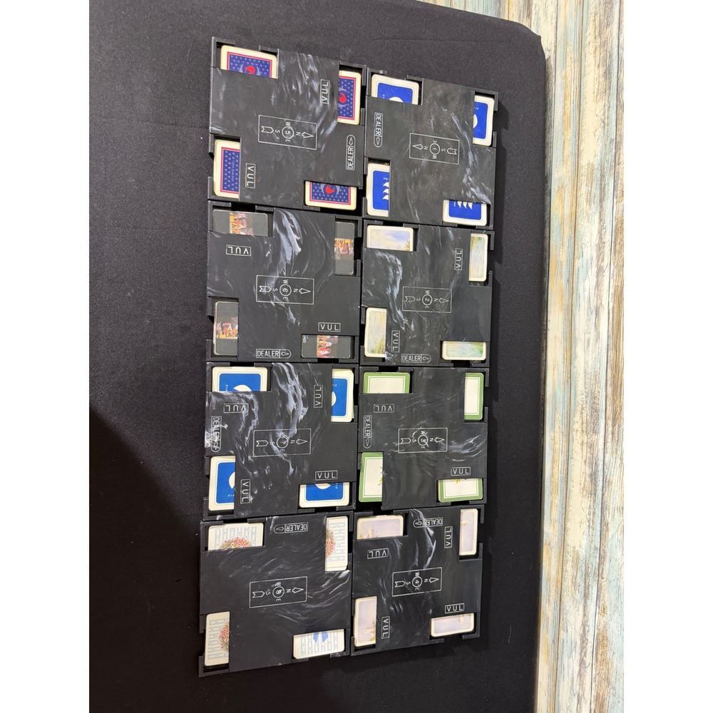 Aarco Duplicate Bridge Boards Set 8pc Black Marble Excellent Marbled Plastic